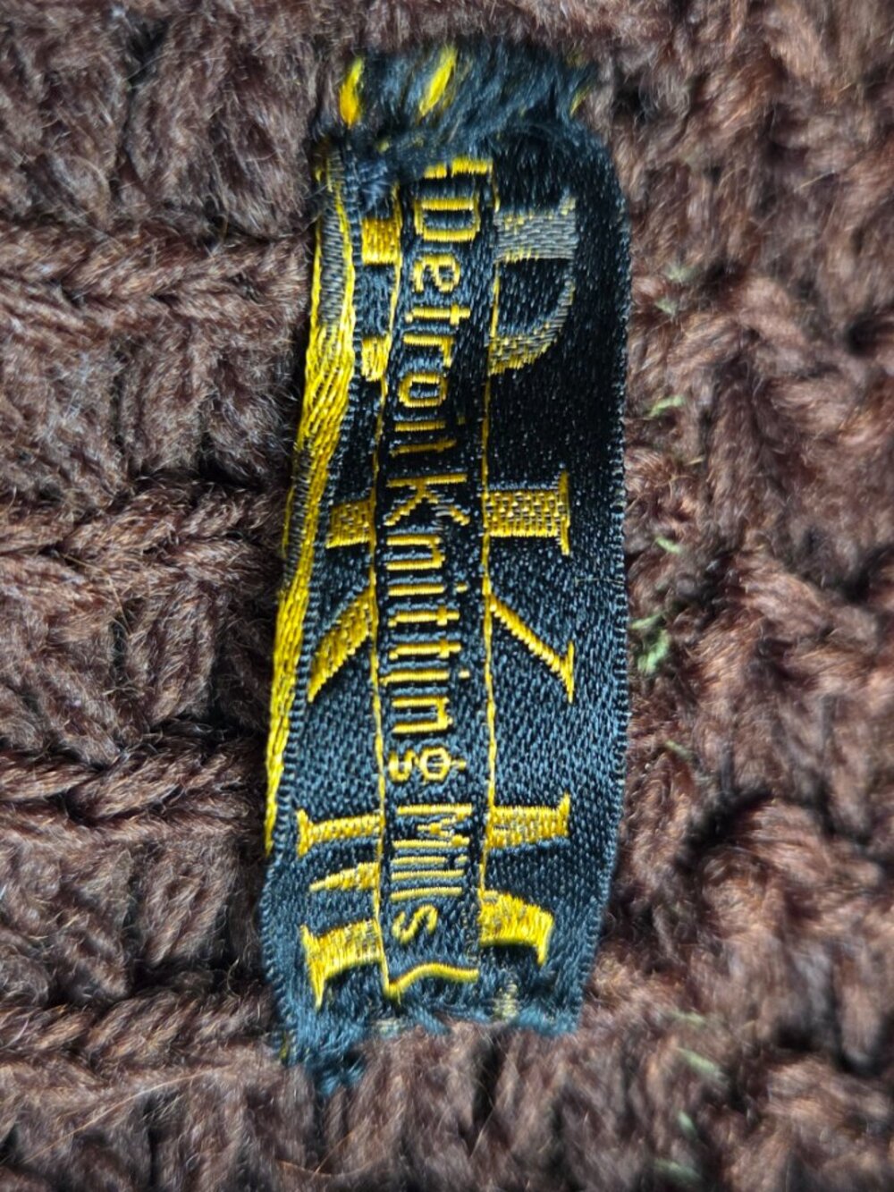 1920s Shaker Sweater Brown Two Tone Shawl Collar Detroit Knitting Mills Wool - Picture 3 of 8
